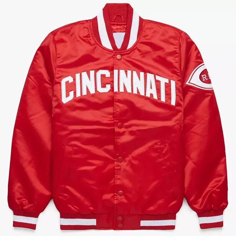 MLB Vintage 1980s Cincinnati Reds Satin Baseball Letterman Jacket