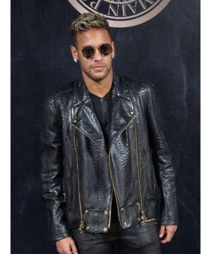 Neymar Python Black Leather Jacket