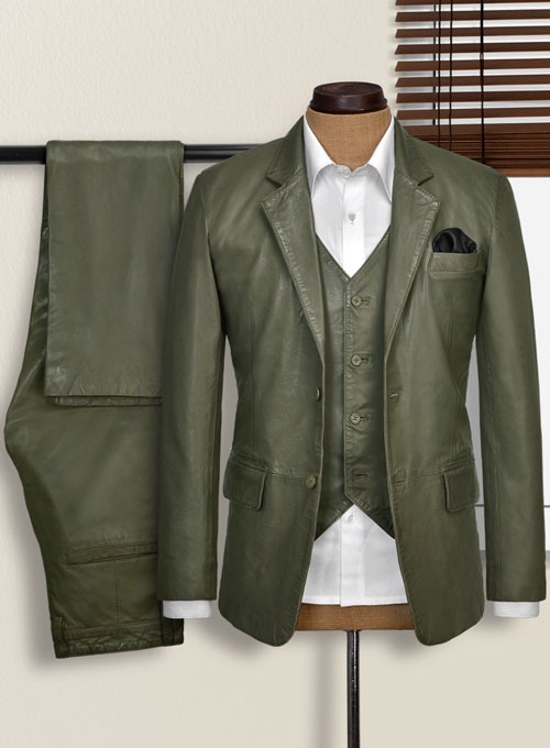 Pure Leather Basicallo Green Suit – Bold & Enigmatic Style