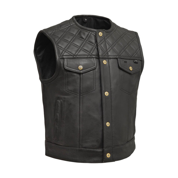 Shell Shock Men's Motorcycle Leather Vest Stylish and Strong