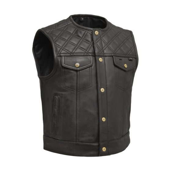 Shell Shock Men's Durable Leather Biker Vest
