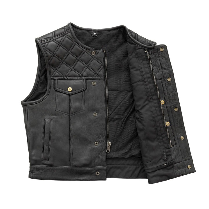 Shell Shock Men's Motorcycle Leather Vest Stylish and Strong