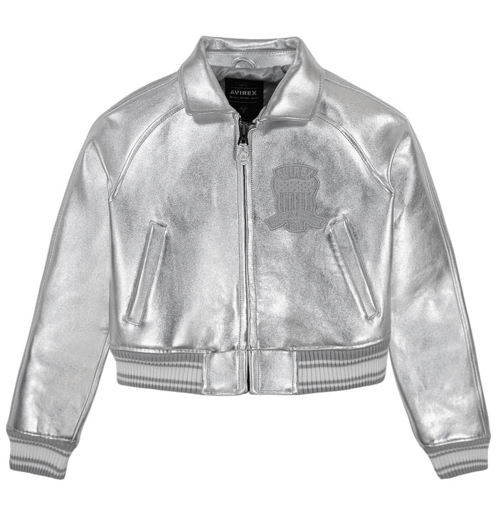 Shine Bright Limited Edition Cropped Metallic Icon Silver Jacket - Front