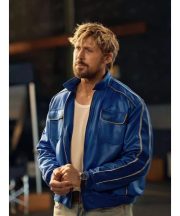 The Chase For Carrera Ryan Gosling Blue Bomber Jacket - Image 2