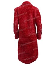 Ted Lasso Juno Temple Long Red Fur Coat - Image 4