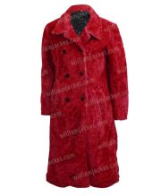 Ted Lasso Juno Temple Long Red Fur Coat - Image 2