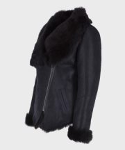Patricia Black Shearling Fur Leather Jacket - Image 2