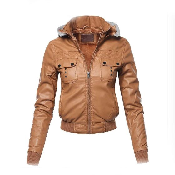 Women's Casual Stylish Trendy Zipper Leather Bomber Jacket