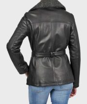 Corey Shearling Leather Black Jacket - Image 2