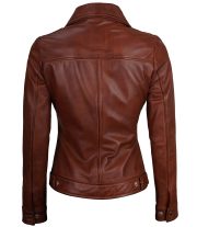 Harrington Leather Jacket Women Cognac Wax