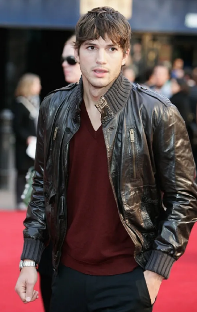 Ashton Kutcher Bomber Leather Jacket