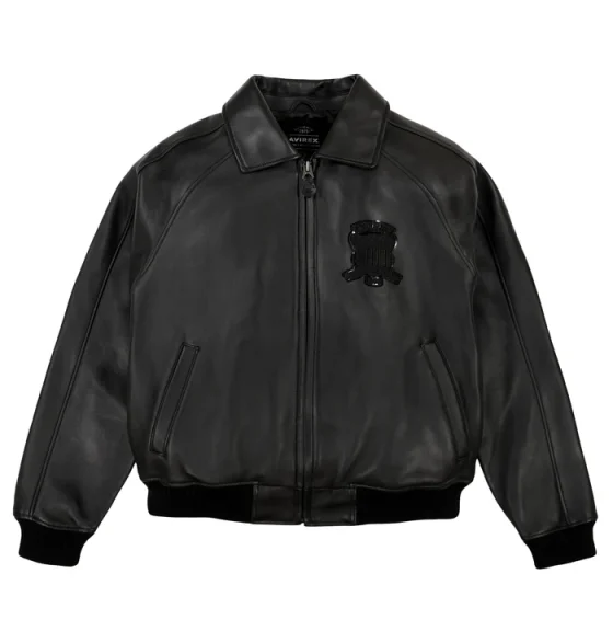 Avirex Icon Black Bomber Jacket – Luxury Lamb Leather - Front