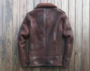 Aaron Burgundy SF Bomber Shearling Jacket - Image 2