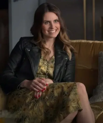 Ellie Taylor Ted Lasso S2 Flo Collins Black Biker Leather Jacket