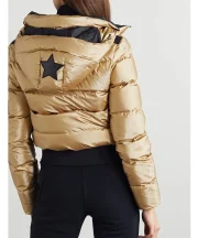 Juno Temple Ted Lasso S02 Keeley Jones Golden Puffer Jacket - Image 2