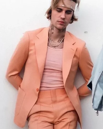 Justin Drew Bieber Fitted Peach Suit