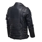 Men's Genuine Cowhide Motorcycle Biker Premium Leather Jacket - Image 2