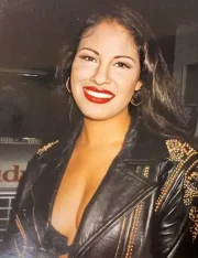 Selena Quintanilla Black Biker Vegan Studded Leather Jacket - Image 3