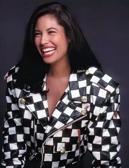Selena Quintanilla Checkered Vegan Leather Jacket
