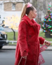Ted Lasso Juno Temple Long Red Fur Coat