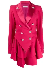 Ted Lasso S2 Keeley Pink Heart Button Wool Blazer