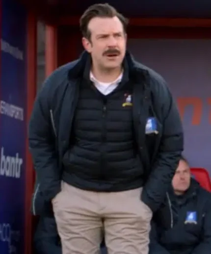 Ted Lasso Jason Sudeikis Black Cotton Track Coat