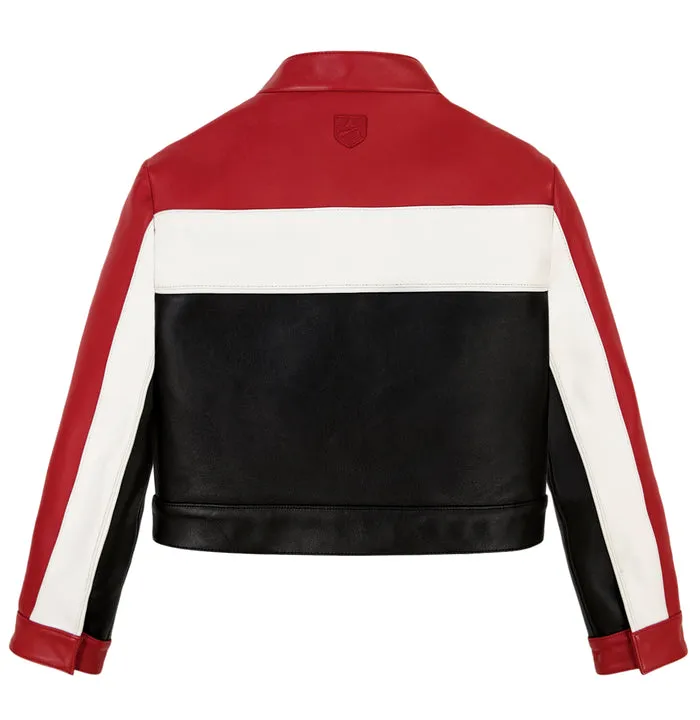 Women's Avirex CROPPED COLORBLOCK MOTO JACKET - Back